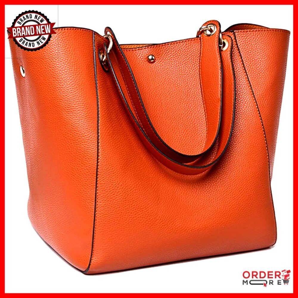 Large Vegan Leather Tote Bag with Crossbody Strap for Work Travel